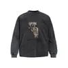 Camiseta de manga larga con estampado de personaje estilo vintage para hombre, corte holgado, estilo hip-hop americano, algodón puro, cuello redondo, top para pullover