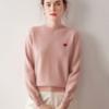 Estilo Coreano Simples e Versátil 100% Caxemira Pura Malha Camiseta Básica Pulôver Gola Redonda Afinando Solto Suéter Top Feminino