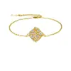 Pulsera Rombo Vintage Transfronteriza Incrustada con Diamantes para Mujer, Chapada en Oro de 18K, Joyería de Mano Exquisita de Lujo Ligero, Accesorio Versátil de Nicho de Alta Gama