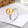 [Fábrica] Anillo de Conchas Ajustable Abierto Multicolor Negro y Gris para Mujer con Incrustación de Anillo de Perla de Imitación de Zirconia