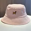 Chapéu de Pescador Bordado de Cachorrinho Fresco e Simples para Mulheres, Chapéu de Sol Versátil da Moda de Verão Venda por Atacado