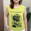 Camiseta de Verano Nueva de Cuello Redondo, Top Chaleco Versátil, Camiseta Estampada sin Mangas para Mujer, Tirantes Interiores Versátiles Cubre Vientre