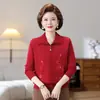 Suéter de outono e inverno para mulheres de meia-idade e idosas, camisa base estilosa de gola alta slim fit, novo casaco versátil de estilo chinês, quente e que rejuvenesce