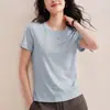 Camiseta Manga Curta Tencel Ombro Normal Amiga da Pele Sensação Refrescante Primavera/Verão 2026 Respirável Camiseta Básica Emagrecedora Macia Camiseta de Lã