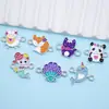 Accesorios de Animales del Océano Arcoíris Colgante Creativo Doble Colgante Aleación con Goteo de Aceite Accesorios de Joyería Pendientes Pulsera Collar DIY