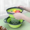 Venda Direta de Fábrica Cesta de Frutas Retrátil Dobrável Redonda Cesta Dobrável com Drenagem Cesta para Lavar Legumes Cesta com Vazamento