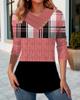 Comercio exterior transfronterizo Amazon AliExpress Moda europea y americana otoño e invierno Nuevo top camiseta de manga larga con botones y cuello en V estampado