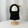 Gorro Infantil Máscara de Astas de Dibujos Animados Bufanda para el Cuello Gorro de Una Pieza Pulóver Gorro de Invierno para Exteriores Felpa Cálido Protección para Orejas Gorro de Punto