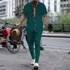 Verão 2025 Comércio Exterior Transfronteiriço Novo Europeu e Americano Amazon Calças de Manga Curta Roupa Esportiva de Lazer Duas Peças Terno Masculino