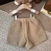 Calça Casual de Lã Lisa Simples e Elegante com Cordão na Cintura Alta para Mulheres, Novidade Outono e Inverno 2025, Shorts Grossos de Nicho que Moldam o Corpo