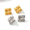 Pendientes de Acero de Titanio Chapados en Oro de 18K, Patrón Retorcido Ovalado, Sensación de Lujo Ligero y Gama Alta, Venta al por Mayor Europea y Americana Transfronteriza