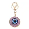 Colgante de Coche Transfronterizo Ojo del Diablo Mano de Fátima Ojo Turco Azul Cadena de Llavero Incrustada con Diamantes Fabricante Mayorista