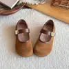 Sapatos Redondos de Couro para Meninas Pequenas, Sapatos de Princesa Rasos Retrô, Novos Sapatos Estilo Ballet Birkenstock de Tira Única 2026