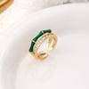 Anillo de Apertura de Bambú con Circonita Chapado en Cobre Oro Real Anillo de Dedo Fresco de Lujo Ligero Chino Joyería de Alta Gama Venta al por Mayor Mujer