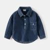Abrigo de mezclilla de otoño para niños, camisa de mezclilla de algodón puro lavado suave, mezclilla neutra de manga larga para niños y niñas
