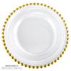 Prato de Vidro Transparente com Pérola Banhado a Ouro Prato Estilo Ocidental Salada de Frutas Sobremesa Prato Redondo Hotel Casa Talheres com Pérolas Douradas Luxo Leve