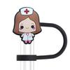 Serie médica transfronteriza enfermera gorra de paja pegamento suave interesante a prueba de polvo funda para pajita decoración de taza linda desmontable