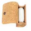Bolsa de Armazenamento para Fones de Ouvido com Textura de Madeira Ecológica Natural Mini Portátil Caixa de Armazenamento para Fones de Ouvido Bluetooth de Cortiça Logo Personalizado