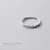 Anel Feminino Nalan de Prata S925 Estilo K Linha Simples Diamante Índice Geométrico Anel Aberto Ajustável Joia de Mão J7721