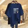 Camiseta de Manga Corta Estilo Nuevo Comercio Exterior 2026 para Mujer, Holgada Talla Grande, Adelgazante, Cubre Vientre, Top Estampado de Media Manga