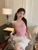 Nuevo Top de Encaje de Algodón con Tirante de Lazo Estilo BM, Versátil, Color Sólido, Chaleco Sexy con Almohadilla en el Pecho