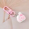 Chaveiro de Coelho Gato com Laço de Flor Fofo Feito à Mão Coração Girly Doce Pingente de Mochila Venda por Atacado