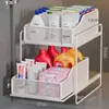 Estante de Almacenamiento para Fregadero Gabinete Deslizante para Baño Artefacto de Almacenamiento para Artículos de Lavabo Estante Multifuncional de Capas para Baño