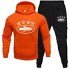 Conjunto Deportivo Casual de Dos Piezas para Hombre con Sudadera y Pantalón de Chándal de Terciopelo de Color Sólido con Estampado de Letras Transfronterizo Se Puede Personalizar con Logo Impreso