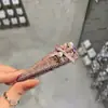 Acessório de Cabelo Doce, Gentil e Elegante: Grampo de Cabelo de Lã Roxa com Strass Brilhantes e Laço, Presilha para Franja Lateral, Presilha de Cabelo Exquisita e Fashion