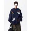 Toalha de Cachorrinho Desenho Animado Cardigan de Gola Redonda Bordado Moletom Masculino Primavera & Outono Novo Design de Nicho Estilo Preguiçoso Jaqueta Solta