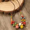 Collar Colgante Redondo de Cerámica con Cuentas Personalidad Nicho Retro Cadena para Clavícula Versátil Creativo Temperamento Joyería al por Mayor para Mujeres
