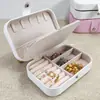Caja de Joyería Portátil Redonda Estilo Princesa de Cuero Caja de Joyería para Pendientes Pendientes Caja de Joyería para Collar Anillo Pendientes Caja de Almacenamiento de Joyería