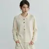 Suéter cárdigan de punto holgado con sentido de diseño, reductor de edad, nuevo diseño Otoño/Invierno 2026 para mujer, prenda exterior, top