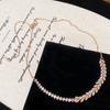 Collar con colgante de oreja de trigo y circonita brillante estilo INS, cadena de hueso de serpiente chapada en oro y cobre, collar de lujo ligero de alta gama para mujer.