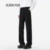 Calça de Terno Casual Confortável Acolchoada com Veludo Grosso Outono e Inverno Calças de Perna Reta Tendência de Marca de Luxo Masculino Calças Longas Pretas Bonitas e Estilosas