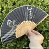 Leque Dobrável Estilo Antigo Transfronteiriço para o Verão, Estilo Chinês, Hanfu, Cheongsam, Leque Pequeno Dobrável de Bambu Portátil para Mulheres
