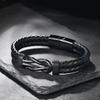 Pulsera de cuero infinito de 8 caracteres, superventas en Amazon, pulsera de acero inoxidable tejida a mano en negro con diseño de giro para hombre.
