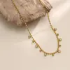 Novo Colar Retro Simples Europeu e Americano Transfronteiriço para Mulheres, Não Desbota, Moda de Nicho Versátil Pingente Redondo de Diamante Joias de Aço Titânio