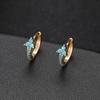 Aretes Joyería Oro 14K Hebilla de Oreja Simple Combinable Personalidad Estrella Hebilla de Oreja Luna Hebilla de Oreja Aretes Franceses para Mujer