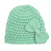 Gorro de lana de otoño e invierno para bebé europeo y americano, gorro de color liso cómodo con lazo para niños, gorro de bebé