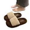 Chinelos Peludos Transfronteiriços para Mulheres Usarem Fora Outono e Inverno 2025 Novos Versáteis Fashionáveis Chinelos de Caxemira Casuais Celebridade da Internet Casa