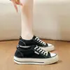 Sapatos Femininos Grifo Almofada Branca 2026 Novo Verão Lona Preta Fina Sapatos Esportivos Casuais Estudante Tênis Board Solado Macio Não Cansam
