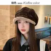 Gorra Octagonal de Felpa Gruesa a Cuadros Artística Retro para Mujer, Moda Otoño e Invierno 2026 Estilo Británico Gorra de Pescador