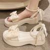 Sandalias de Vacaciones de Princesa Verano 2023 Nueva Llegada Lazo Celebrante Cibernético Plataforma Falda Estilo Hada Zapatos Romanos