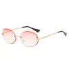 Gafas de Sol con Procesamiento Personalizado Montura Europea Americana Sin Marco Corte de Borde Ovaladas Gafas de Sol Personalizadas Moda Celebridad de Internet Douyin
