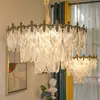 Novo Estilo Nórdico 2022 Sala de Estar e Sala de Jantar Simples e Elegante Pós-moderno Grande Lustre Luxo Leve Circular Vidro Cristal Luminária