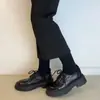 ¡En stock, se envía al instante! Zapatos de Cuero con Cordones y Punta Redonda de Suela Gruesa de Inspiración Británica y Estilo Francés, Mocasines Retro de Tacón Grueso para Mujer