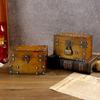 Caja de Almacenamiento de Joyas Retro Europea Caja de Almacenamiento de Escritorio para Miscelánea Caja del Tesoro de Manualidades para Niños Caja de Cosméticos de Madera con Cerradura