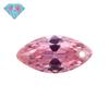 Gema Huagang de un agujero ojo de caballo circón rosa CZ gema piedra desnuda superficie de anillo forma de hoja con agujero aretes de circonio rosa