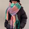Bufanda Cuadros Gradiente Maillard para Mujer Invierno Alto Nivel Gruesa Cálida para el Cuello Nueva de Cachemira Corea del Sur Chal